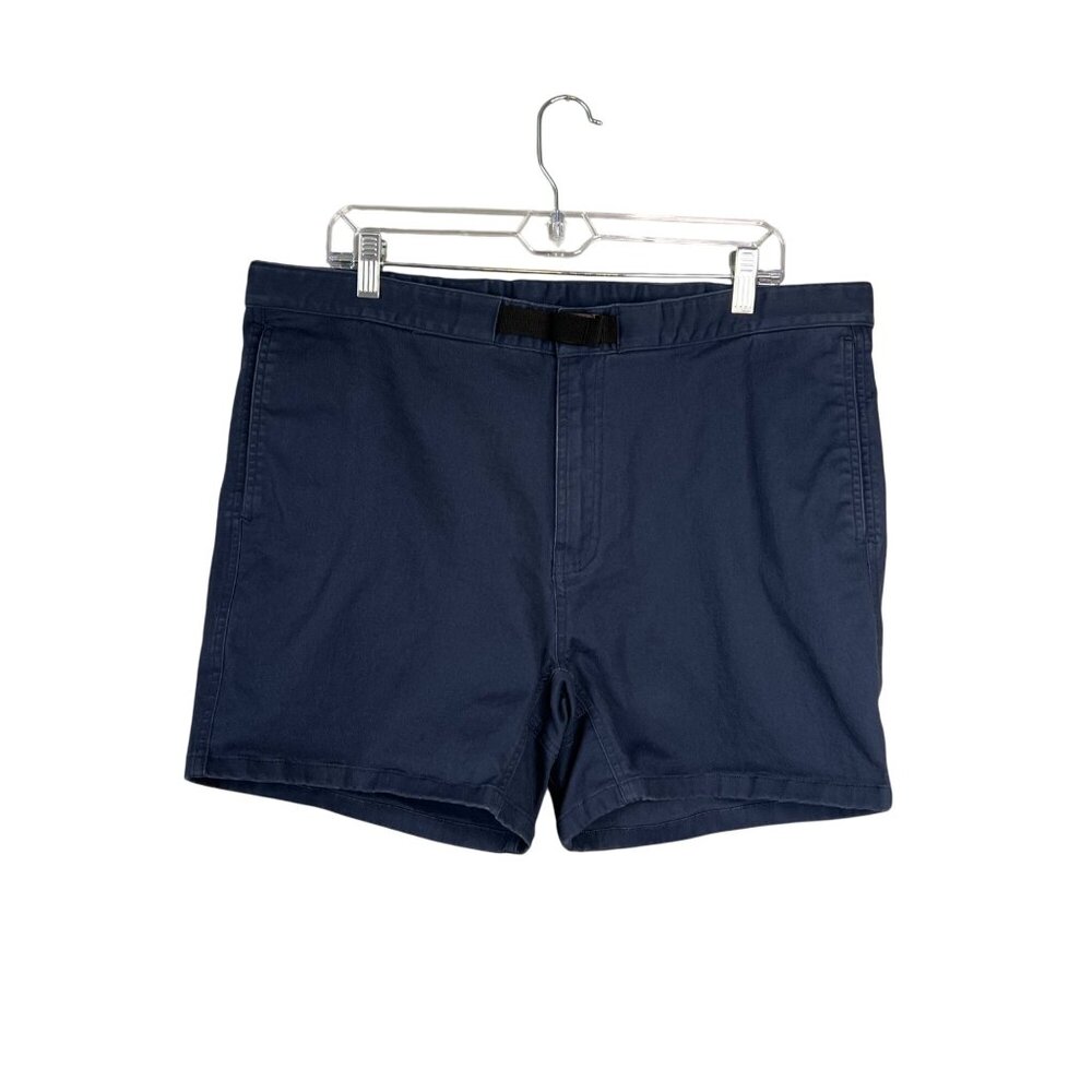 Bearded Goat Casual Shorts Mens Size XL Flat‎ Front Navy Blue Belted